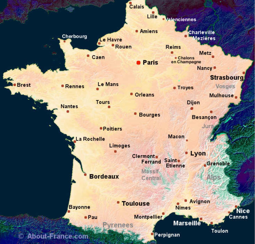 Physical Map of France
