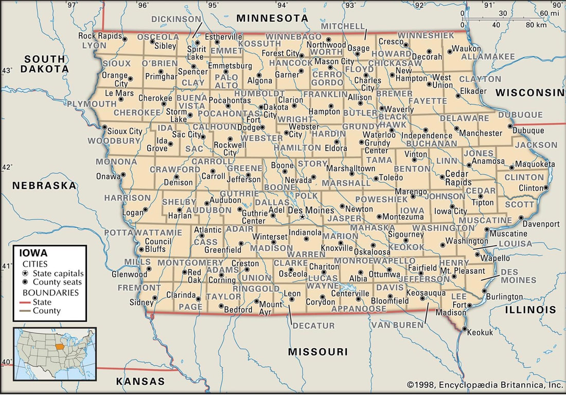 Iowa Counties & County Seats