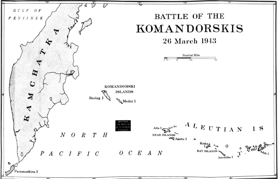 Location of the Battle of the Komandorski Islands