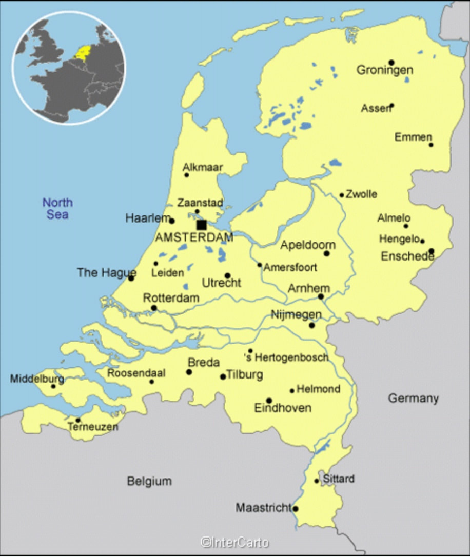 Physical Map of The Netherlands