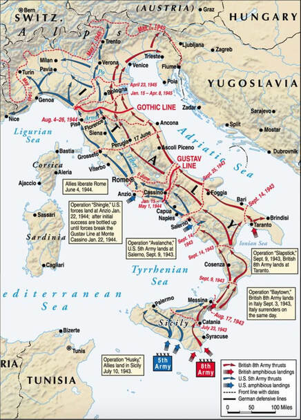 Allied Progress in Italy - July 1943 to May 1945