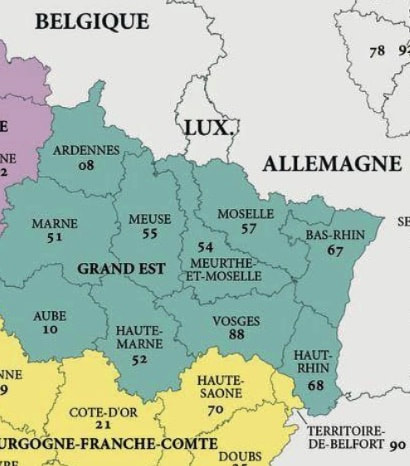 Departments in the Grand Est Region